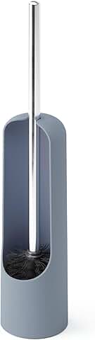Touch Toilet Brush with Open Back Holder, Slate Blue