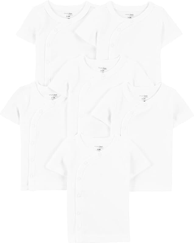 Six Baby Boy Short-Sleeve Side-Snap Shirts