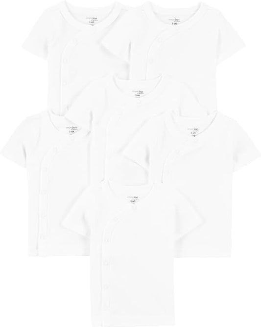 Six Baby Boy Short-Sleeve Side-Snap Shirts