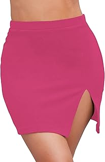 Women's Sexy Slit Hem Stretchy Waist Bodycon Short Skirt