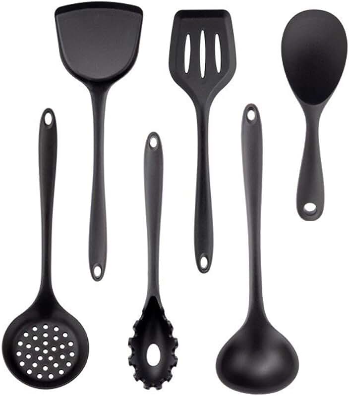 Black 6-Piece Cooking Utensils Set with Silicone Tools