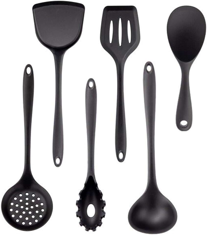 Black 6-Piece Cooking Utensils Set with Silicone Tools