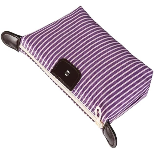 MODAIO-Waterproof Striped Dumpling Makeup Large Foldable Cosmetic Travel Bag (Purple)