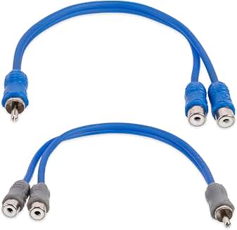 Oxygen Free Copper 1 Male to 2 Female RCA Y-Adapter (2-Pack)