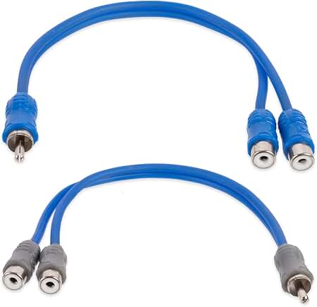 Oxygen Free Copper 1 Male to 2 Female RCA Y-Adapter (2-Pack)