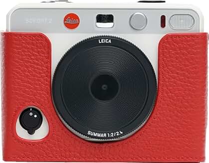 Handmade Leather Half Camera Case with Hand Strap for SOFORT 2