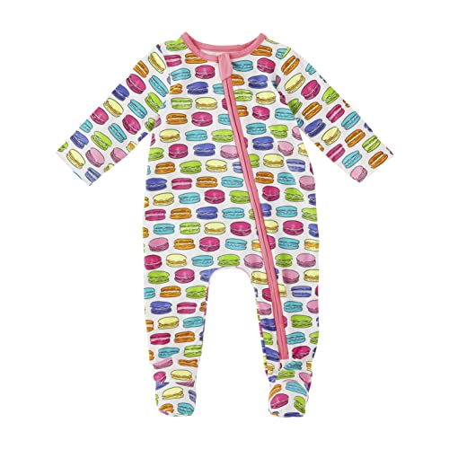 Baby Girl Food Footed Sleeper, Macaron, 0-3 Months