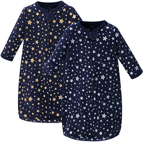 uni   Cotton Long-Sleeve Sleeping Bag, Sack, We le Blanket, Metallic Stars, 3-9 Month US
