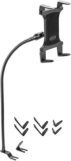 Car and truck seat rail tablet mount with adjustable gooseneck