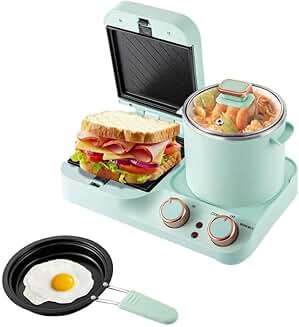 3-in-1 Breakfast Maker with Toaster, Griddles, and Steamer