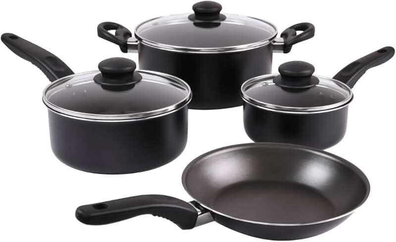 7-Piece Nonstick Aluminum Cookware Set with Lids