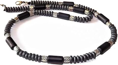 Black Onyx Beaded Choker Necklace for Men