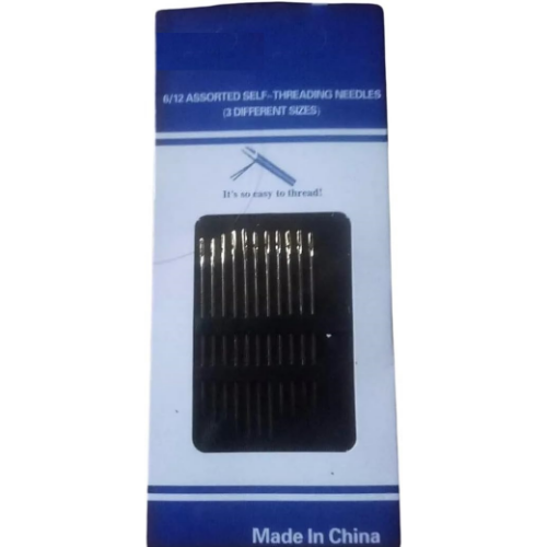 MODAIO-12pcs 3-Different Sizes Blind Needle Elderly Needle-Side Hole Hand Household Sewing Stainless Steel Sewing Needless Threading DIY Jewelry White