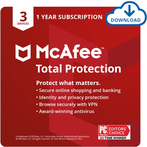 Total Protection 2022 | 3 Device | Antivirus Internet Security Software | VPN, Password Manager, Dark Web Monitoring | 1 Year Subscription | Download Code
