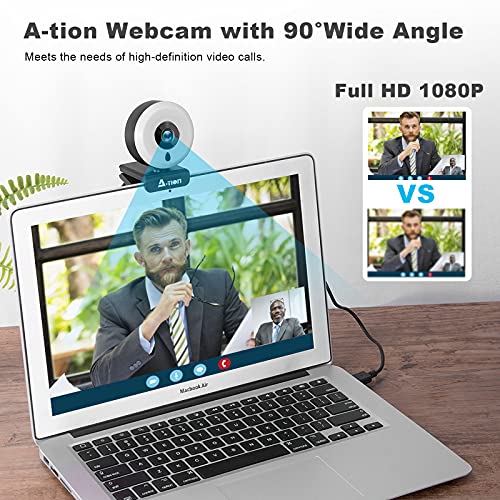 1080P Full HD Webcam, Streaming Webcam with Microphone,Web Camera with Light, H.264 Webcam,Plug and Play USB Webcam for Zoom Meeting Skype Teams, PC Mac Laptop Desktop Computer and FaceTime