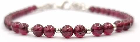 Natural Garnet Beaded Bracelet for Women