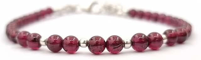 Natural Garnet Beaded Bracelet for Women