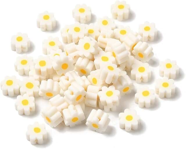 1000 Small Daisy Flower Polymer Clay Beads for Jewelry
