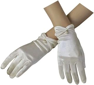 Satin Wedding Dress with Opera Gloves