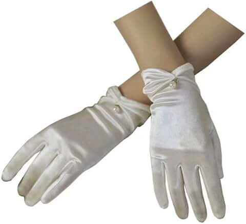 Satin Wedding Dress with Opera Gloves