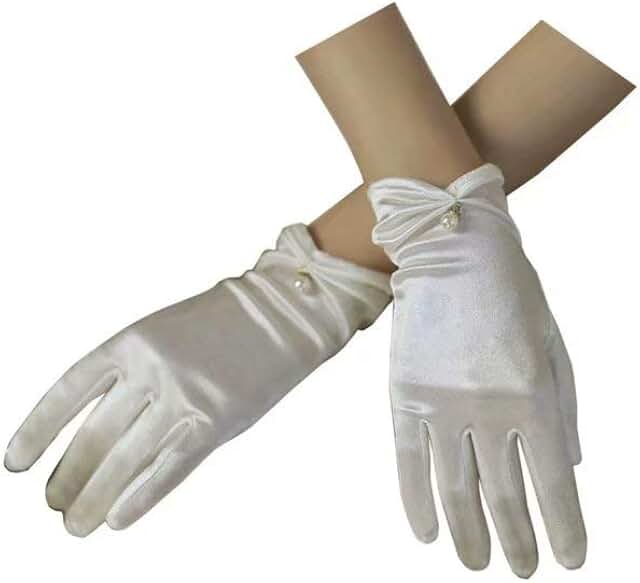 Satin Wedding Dress with Opera Gloves