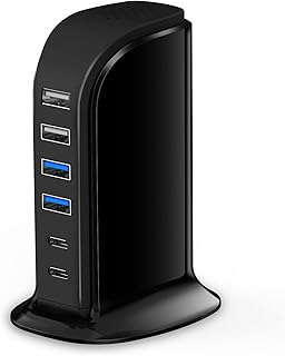 Dual USB C Charger Station with 6 Ports, 45W
