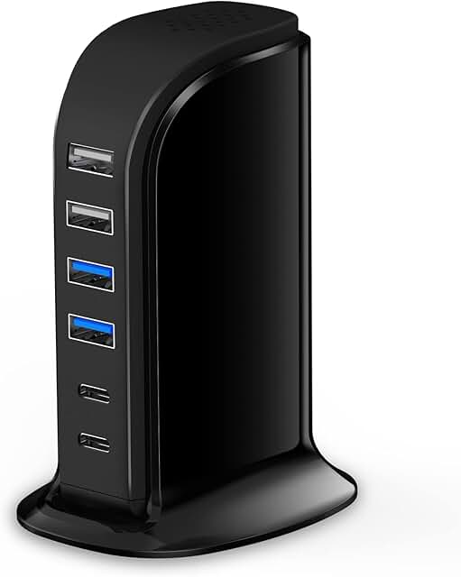 Dual USB C Charger Station with 6 Ports, 45W