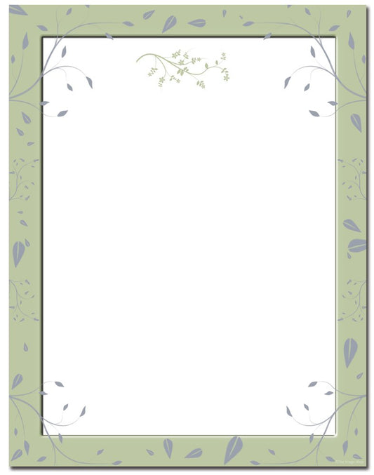 25 sheets of sage leaves letterhead paper
