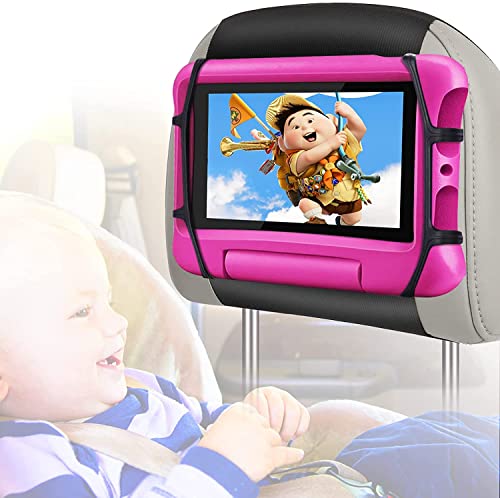 Car Headrest Mount Holder for Tablets, Tablet Mount for Car Back Seat, Tablet Car Holder for Kids with Anti-Slip Strap & Silicone Holding Net/Fits All 7-10.5" Tablets