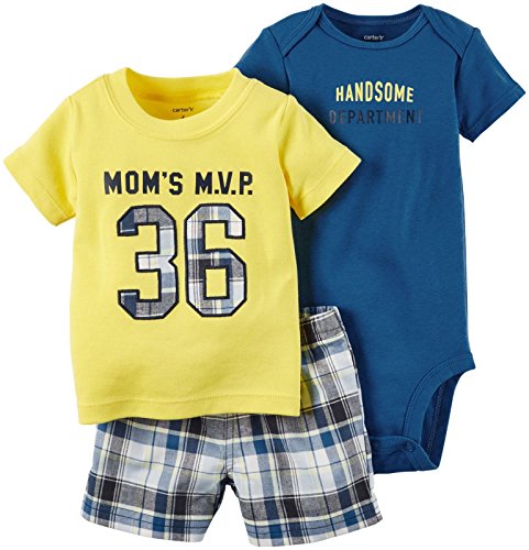 Carter s Baby Boy Diaper Cover Set Yellow Moms MVP and Plaid, New Born