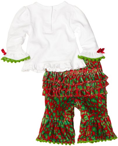 Girls' Baby-  Leopard Poinsettia 2 Piece Pant Set, Multi, 0-6 Months