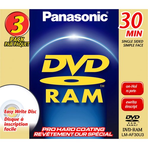 LM-AF30U3 8CM Rewritable DVD-RAM for Camcorders (3 Pack)