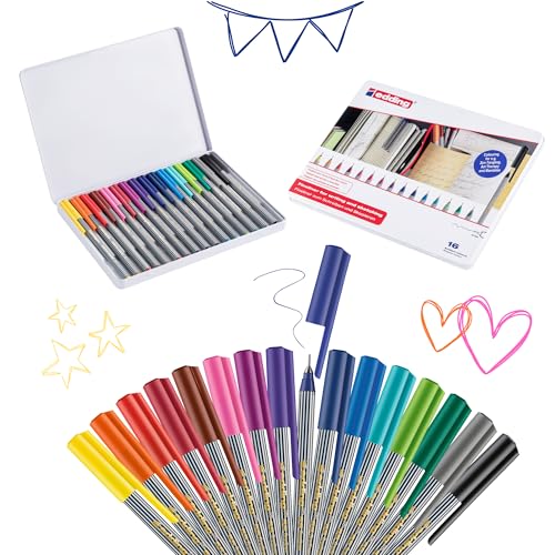 16 Multi-Colored Fine Point Fineliner Pens