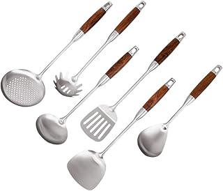 6-Piece Stainless Steel Kitchen Utensils with Wood Handles