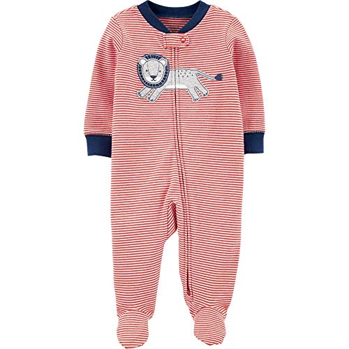 Carter s Baby Boys  1 Piece Cotton Footed Sleepers  Striped Lion, 3 Months