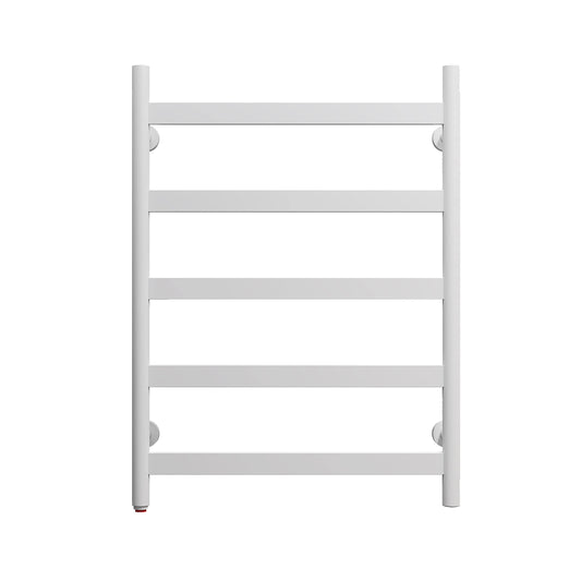 HEAT E Towel Warmer 5 Flat Bar Towel Dryer Wall-Mounted Plug-in Bath Towel Heater  Gloss White