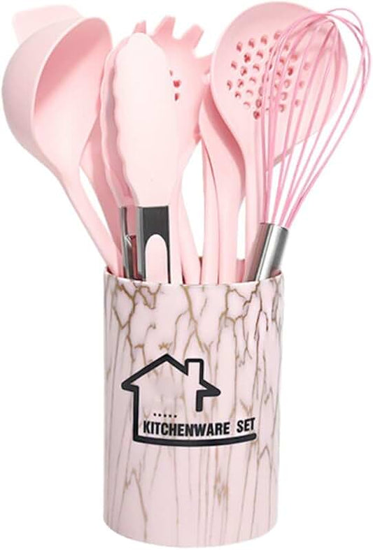 5-Piece Wooden Cooking Utensil Set with Holder