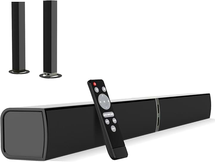 80W Bluetooth Sound Bar with Deep Bass and Detachable Design