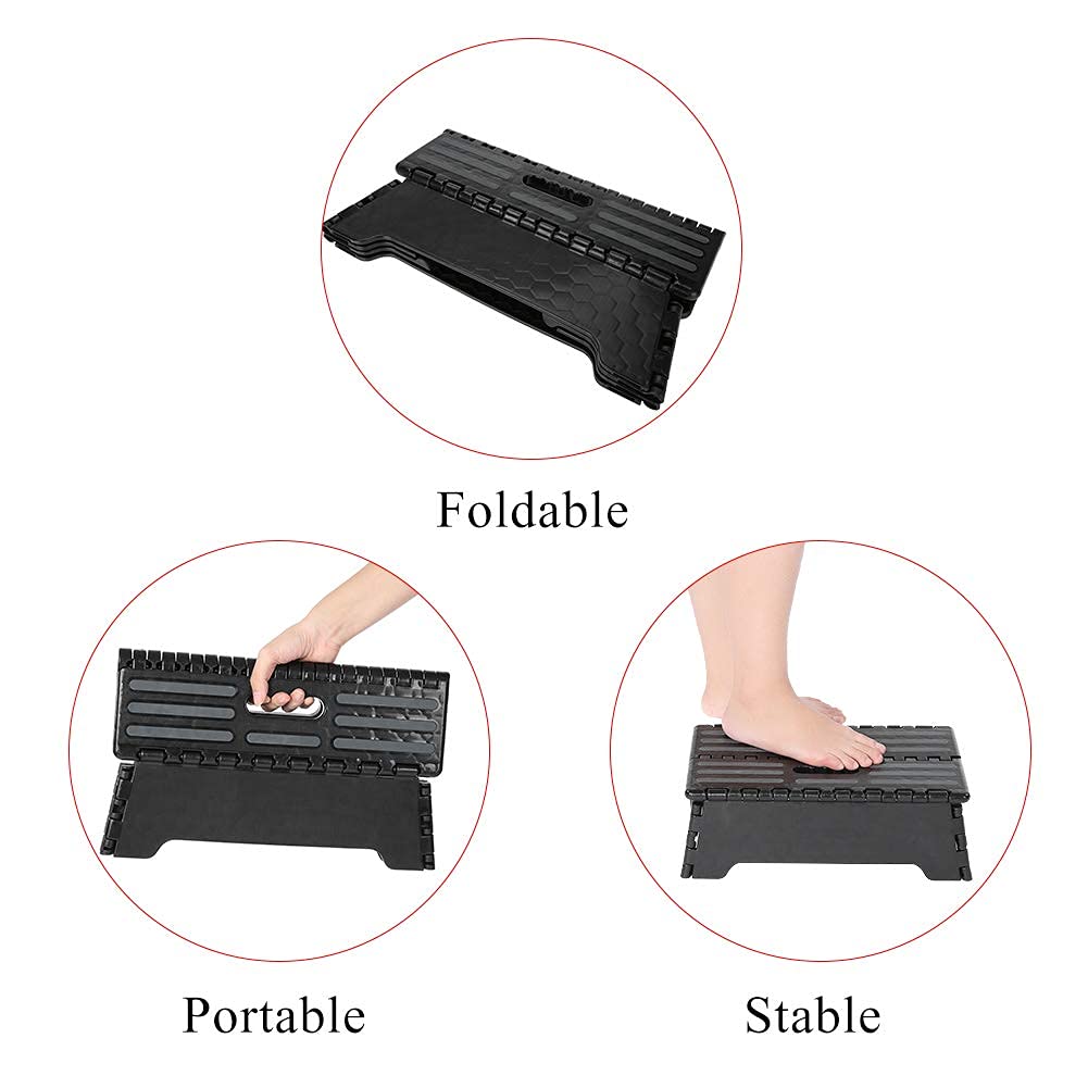 Folding Step Stool, Portable Step Riser Mobility Stepping Stool Non- Step Grips for Adult Elderly Kids, Lightweight Foldable Plastic Stool for Car Kitchen Bath, 14.9 x 8.5 x 5.1 inch