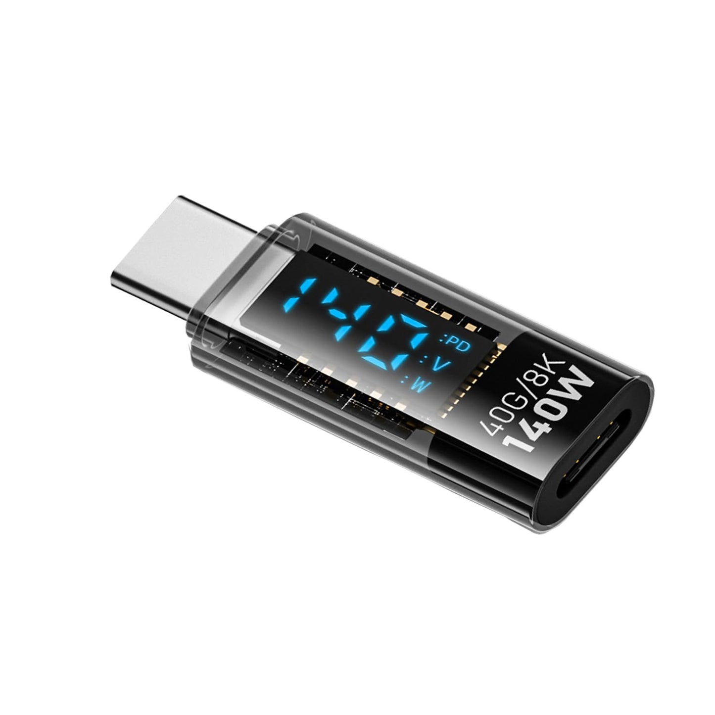 USB C Extension Adapter with Power Meter and LED Display