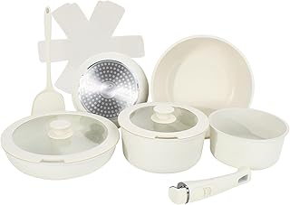 11-piece non-stick cookware set with removable handles