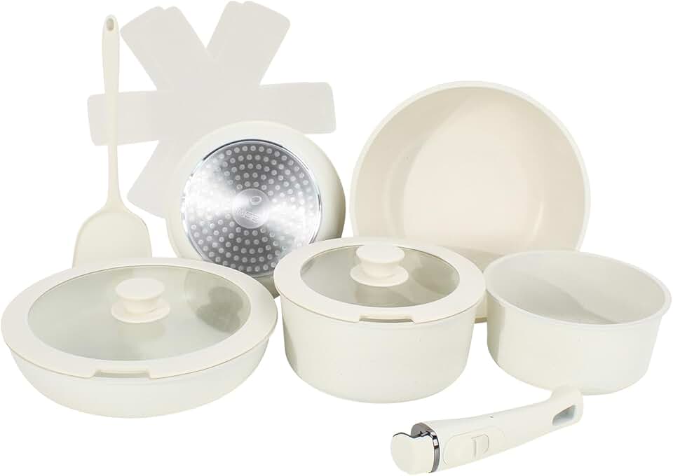 11-piece non-stick cookware set with removable handles