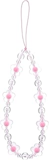 Pink flower beaded phone charm for women and girls