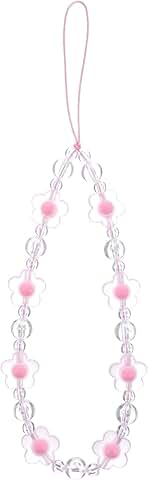 Pink flower beaded phone charm for women and girls