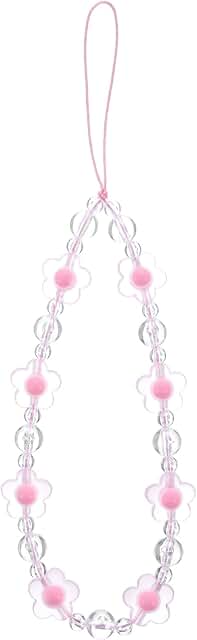 Pink flower beaded phone charm for women and girls