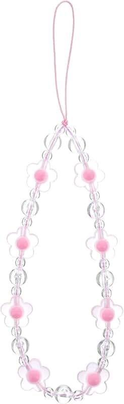 Pink flower beaded phone charm for women and girls