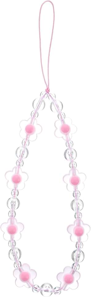 Pink flower beaded phone charm for women and girls