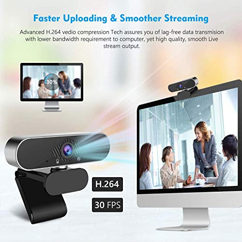 Webcam with Microphone,Webcam for Video Calling & Recording Video Conference/Online Teaching/Business Meeting Compatible with Computer Desktop Laptop Plug and Play USB Camera for YouTube
