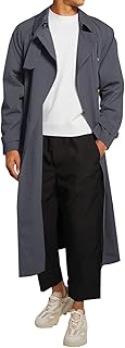 Men's Double-Breasted Belted Windbreaker Long Coat