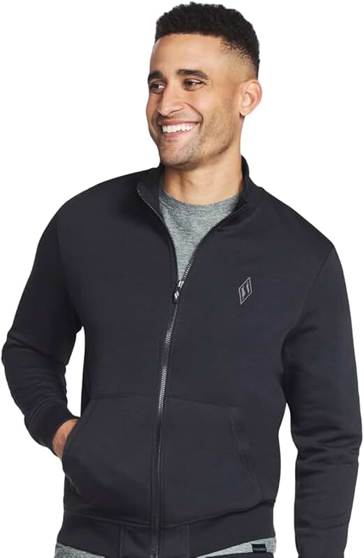 Men's Full Zip Hoodie with Mock Neck